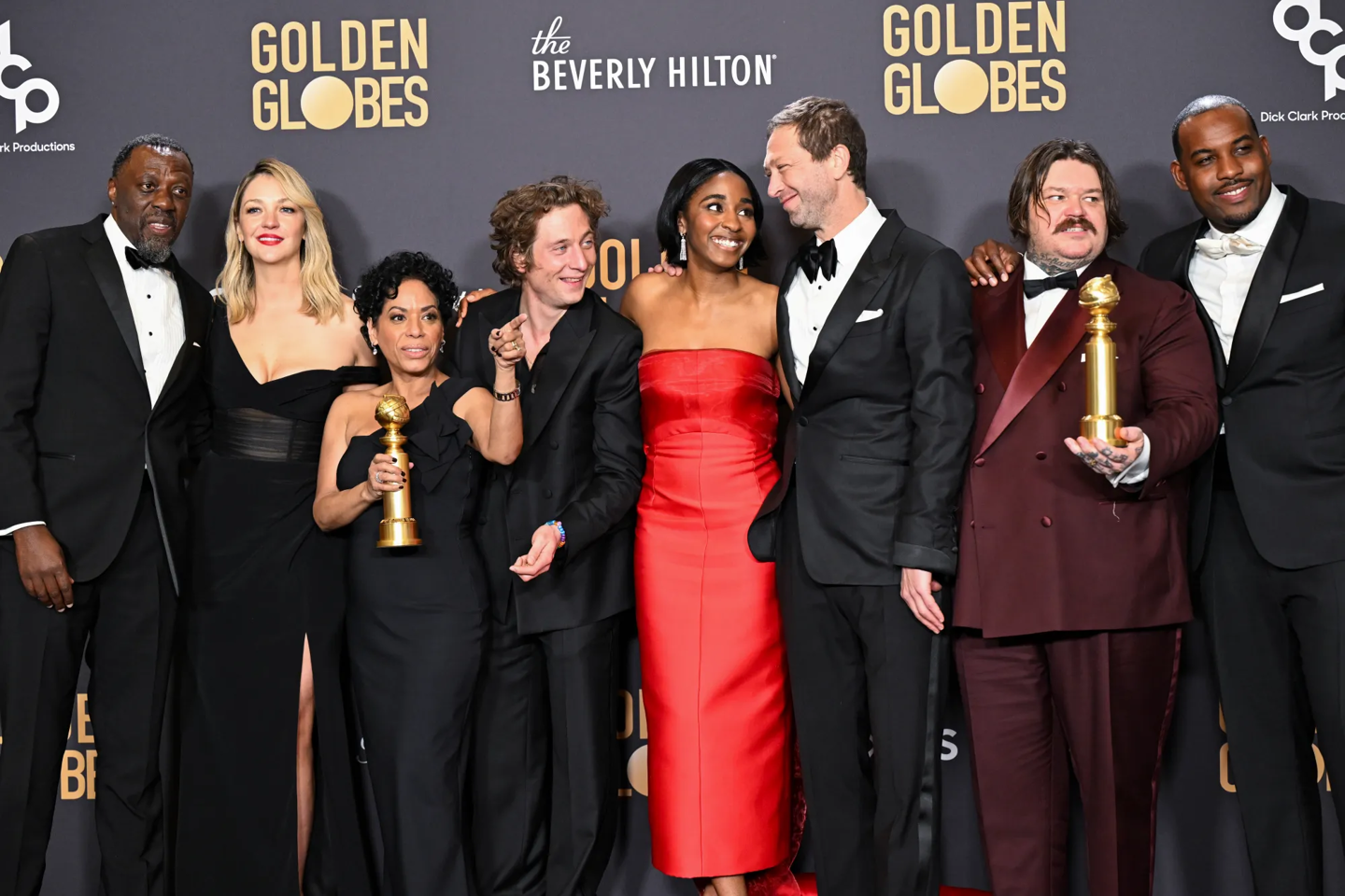 Parte do elenco da série O Urso no Globo de Ouro. Foto: Golden Globe Awards 