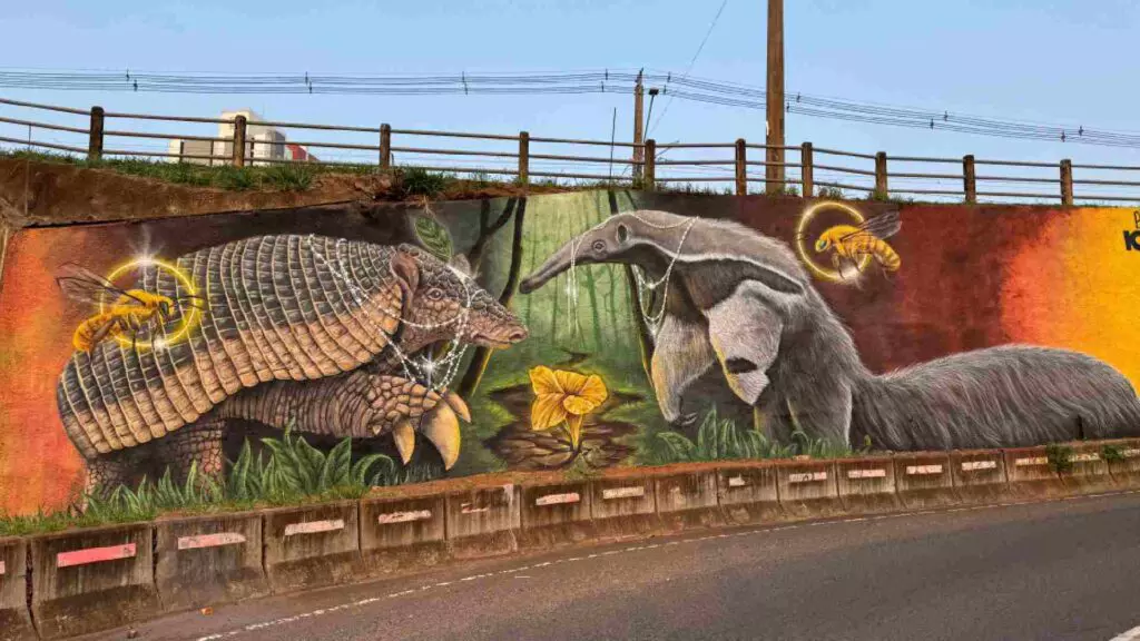 O mural concluído, horas antes de ser vandalizado. Foto: ICAS 