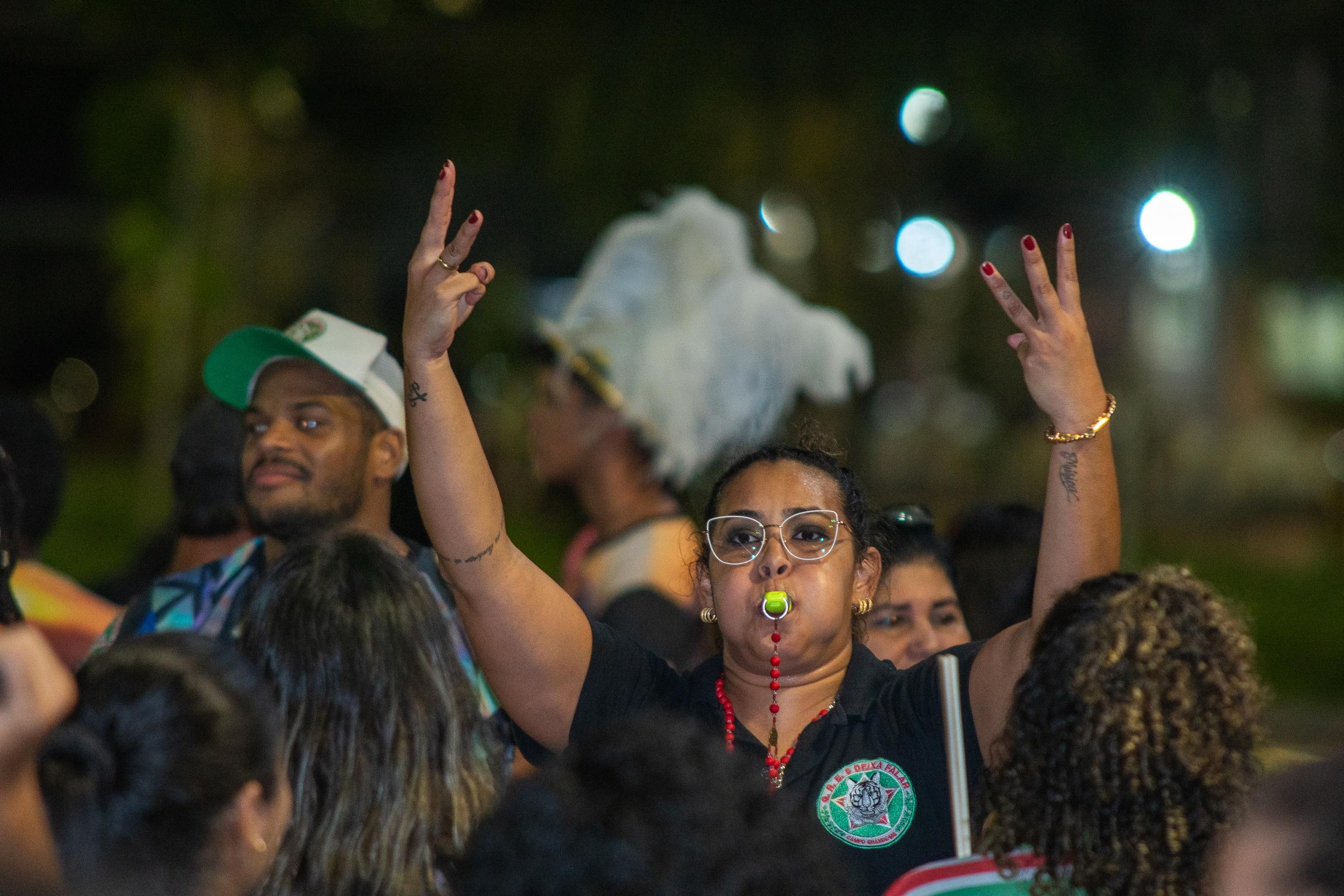 A mestre de bateria da Escola de Samba Deixa Falar, Nayara, durante apuração do resultado da escola campeã. Foto: Tero Queiroz