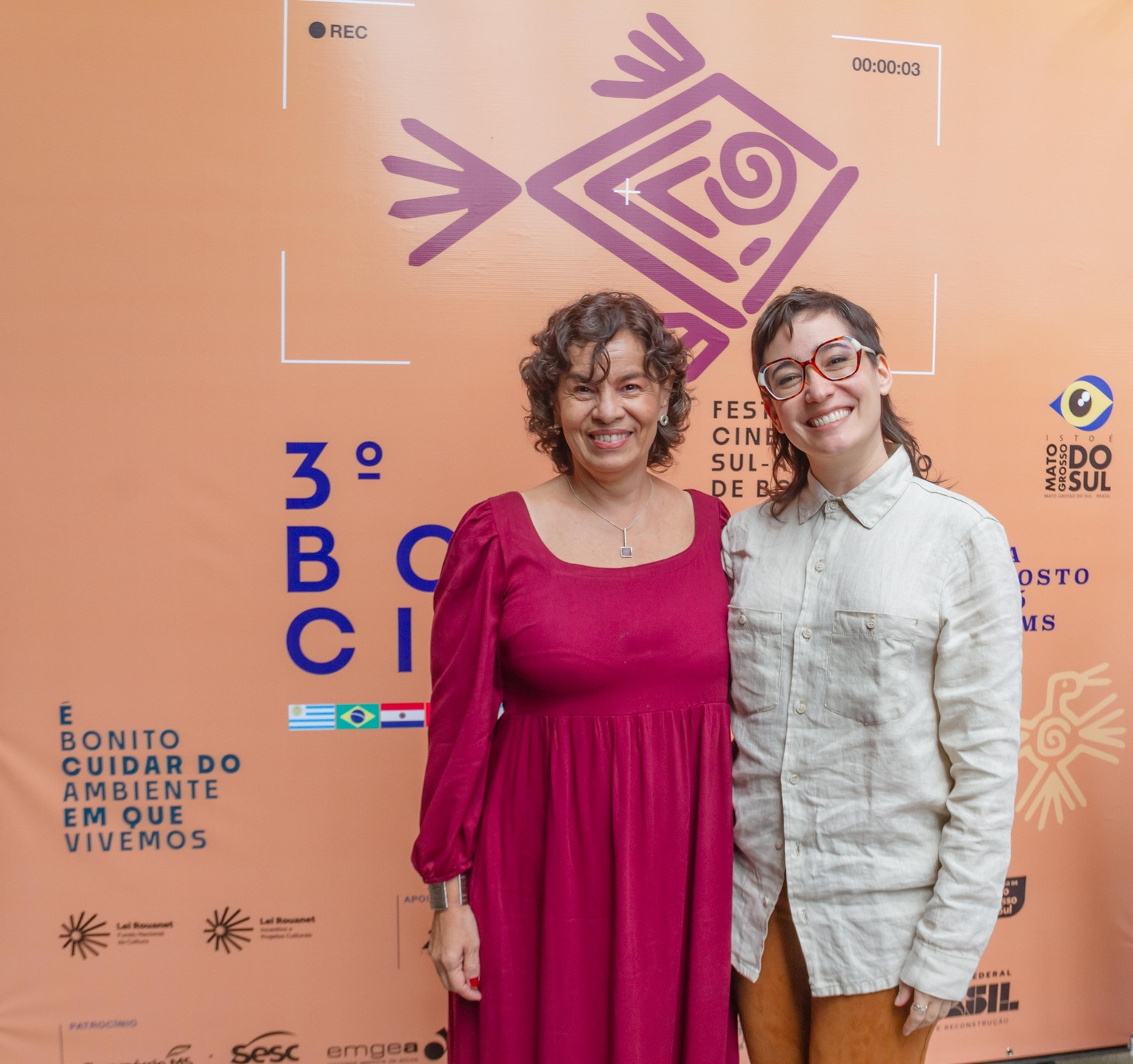 Ligia Tristão Prieto e a Coordenadora do Festival Bonito CineSur, Andrea Freire. Foto: Tero Queiroz