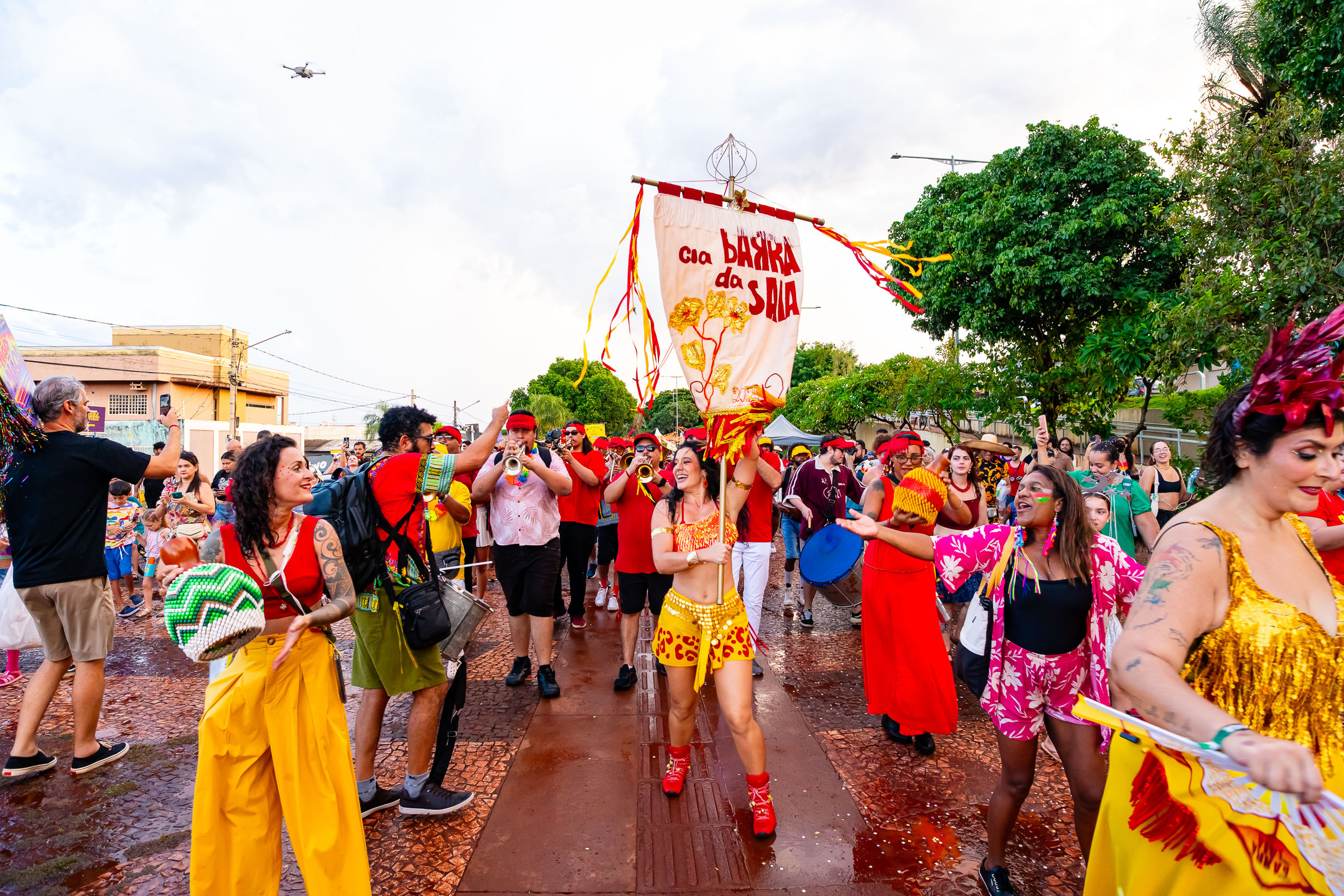 &Acirc;ngela Montealv&atilde;o portou o estandarte do Bloco Cia Barra da Saia. Foto: Tero Queiroz 