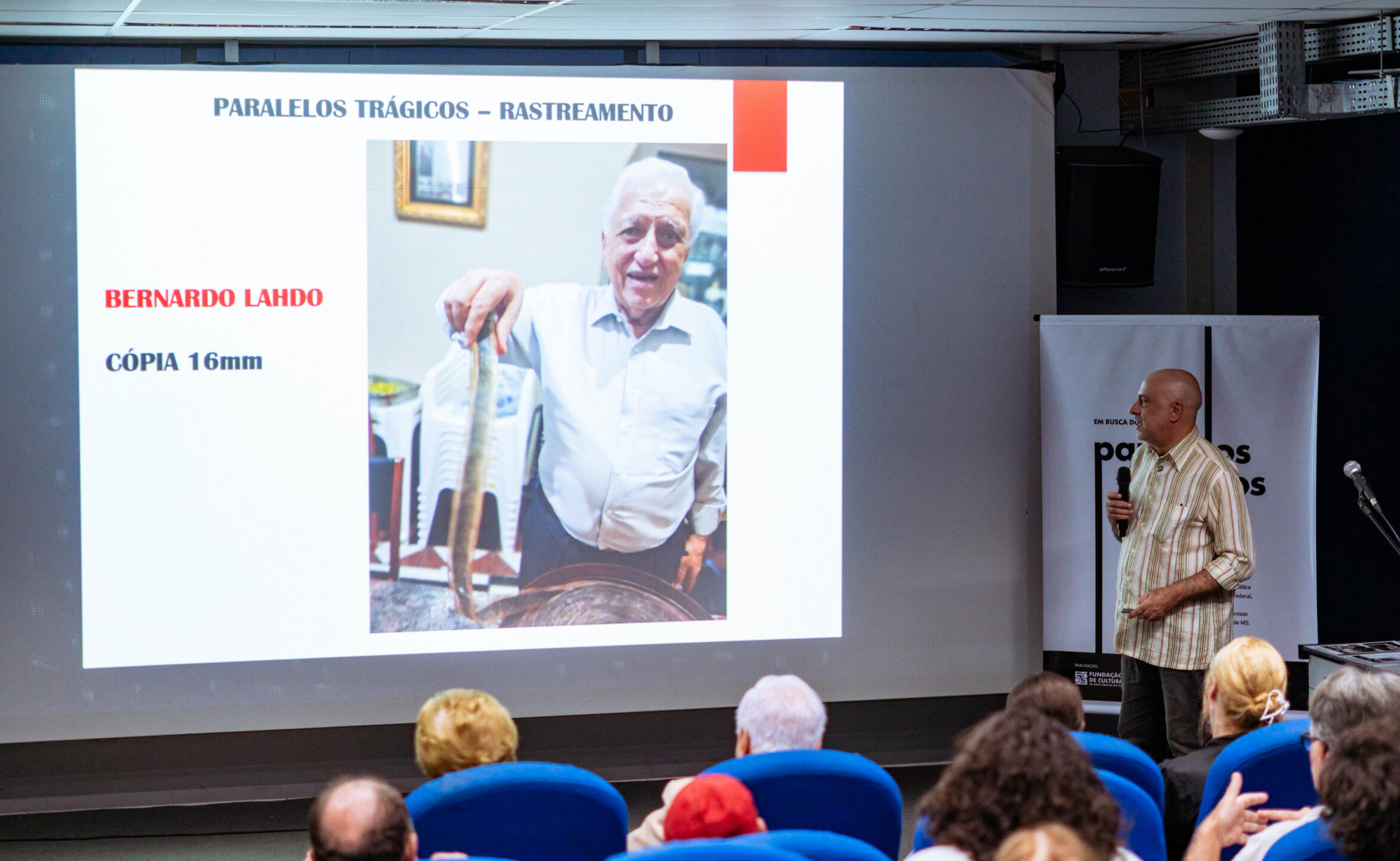 (29 abr. 2026)  Bernardo Lahdo det&eacute;m c&oacute;pia em 16 mm do primeiro filme de fic&ccedil;&atilde;o de Mato Grosso do Sul, que pode ser restaurada. Foto: Tero Queiroz